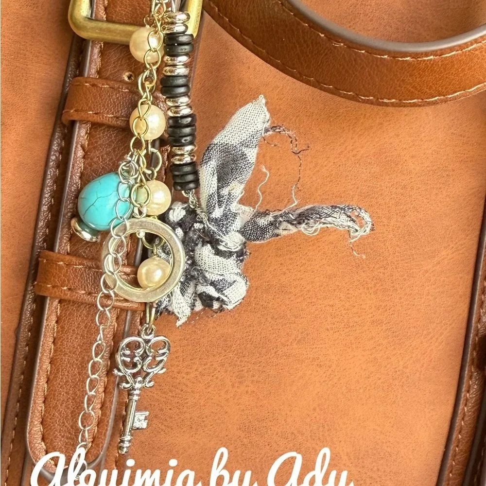Brown Leather Key Holder with Silver Accents
